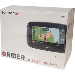 TomTom Rider 550 Premium Pack - Motorrad GPS mit Europa-Karten - Navigationsgerät für Motorradfahrer, wetterfestes Design, 4,3-Zoll-Display, einfache Routenplanung und Live-Updates für sicheres Fahren.