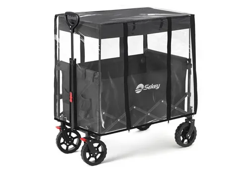 Sekey Bollerwagen mit Regenschutz - Faltbarer Bollerwagen mit hochwertigem Reißverschluss und Hornverschluss, ideal für Ausflüge und umweltfreundliches EVA-Material.