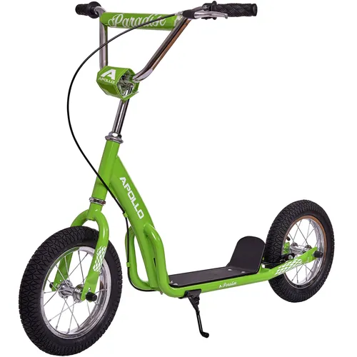 Apollo Scooter Retro Scooter Paradise City Roller mit 12,5 Zoll Luftreifen, Tretroller für Kinder und Jugendliche mit extra breiter Trittfläche, Grün