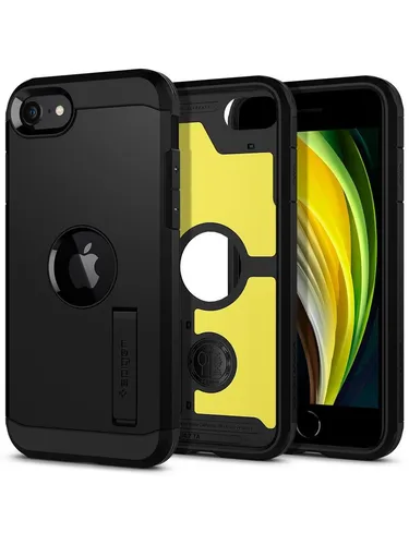 Spigen Tough Armor iPhone SE - Schwarz - Handys Cover Cases mit extremem dual-layer Schutz aus TPU und PC, Air Cushion Technology für optimalen Fallschutz und präzisen Ausschnitten für schnellen Zugriff.