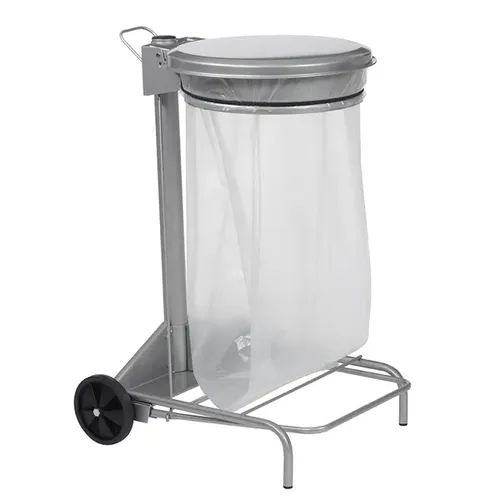 COLLECROULE Müllsackständer Rossignol Stahl 50 L grau - Fahrbarer Abfallbehälter mit Pedal aus robustem Stahl, ideal für die einfache Entsorgung. Mit UV-stabiler Pulverbeschichtung und Gummiband zur sicheren Befestigung des Müllsacks.