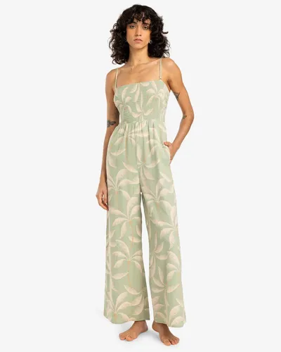 Billabong Jumpsuit Summer Rainbow - Einteiler für Frauen in Pistachio - Stylischer Overall aus 60 % Baumwolle und 40 % Viskose, ideal für den Sommer und bequem in Größe L.