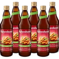 Rabenhorst Gartenmöhre 6er Pack (6 x 700 ml) - RABENHORST Gartenmöhre 6er Pack (6 x 700 ml) - Hochwertiger Möhrensaft aus sorgfältig ausgewählten Gartenmöhren, ideal für den täglichen Genuss und die Unterstützung einer ausgewogenen Ernährung.