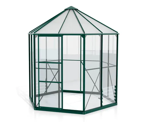 Vitavia Gewächshaus Pavillon 4 - Smaragdgrün - Garten-Zubehör: Großzügiger Pavillon mit ESG- und HKP-Verglasung, ideal für witterungsbeständige Nutzung und optimale Luftzirkulation.