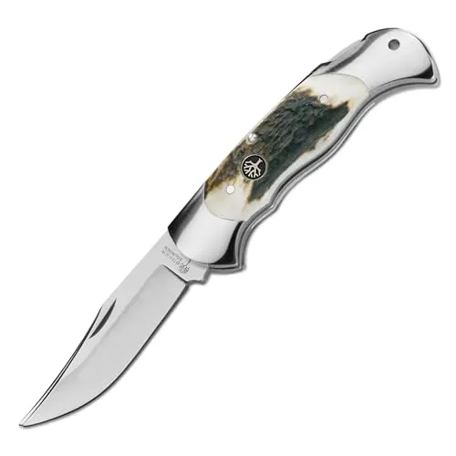 Böker Manufaktur Solingen Taschenmesser Scout Hirschhorn - Taschenmesser mit elegantem Hirschhorn-Griff, 10,4 cm Klinge, ideal für Outdoor-Abenteuer und handwerkliche Projekte.