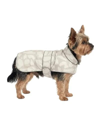 Larkson Hundemantel Beige Leo - Jonte - Wasserdichter Regenmantel für Kleine & Mittelgroße Hunde - Hält deinen Hund mit 10.000 mm Wassersäule trocken, ideal für Spaziergänge bei jedem Wetter. Verstellbare Passform und reflektierende Elemente sorgen für Sicherheit und Komfort.