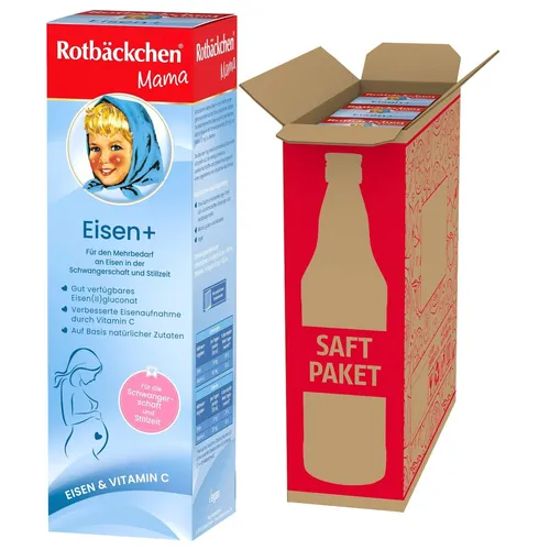 ROTBÄCKCHEN Mama Eisen+ 3er Pack - Nahrungsergänzung für Schwangere und Stillende - Nahrungsergänzungsmittel mit natürlichem Eisen, perfekt dosiert für Schwangerschaft und Stillzeit. Leckerer Fruchtsaftgeschmack für beste Verträglichkeit.