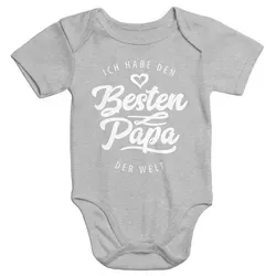 MoonWorks Body Kurzarm Baby Body Ich habe den besten Papa der Welt Spruch Geschenk grau 3-6 Monate