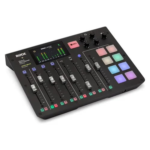 RØDE RØDECaster Pro: Kompaktes Audio-Produktionsstudio - Wandler: Ideal für Podcaster und Streamer, bietet intuitive Bedienung mit 6 programmierbaren Smart-Pads und rauscharmen Vorverstärkern für professionelle Audioqualität.