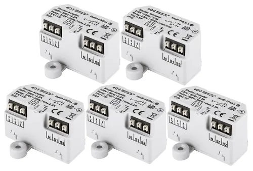 HOMEMATIC IP Smart Home 151347A0, Rollladenaktor, Unterputz, 5 Stück - Wallboxen für smarte Rollladensteuerung: Automatisieren Sie Ihre Rollläden je nach Zeit oder Wetter mit einfacher Bedienung über die Homematic IP App oder Sprachsteuerung.