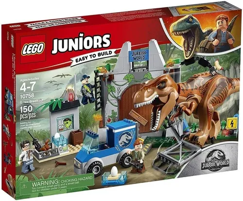 LEGO 10758 4+ Ausbruch des T. rex - Bauklötze & Bausteine – Spannendes T. rex Set mit beweglichem Roboterarm und Truck, ideal für Kinder von 4-7 Jahren, fördert Kreativität und motorische Fähigkeiten.