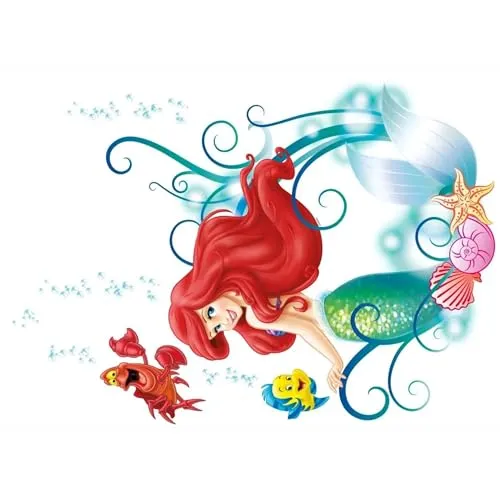 Arielle Wandtattoo von Disney für das Kinderzimmer - Größe 50x70 cm - Wandsticker, Aufkleber, Meerjungfrau