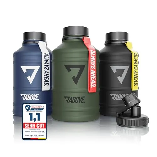 ABOVE. Edelstahl Trinkflasche 2.2L – BPA-frei & Auslaufsicher - Trinkflaschen: Hochwertige 2,2L Edelstahl Trinkflasche von ABOVE, BPA-frei, robust und ideal für Sport und Outdoor. Mit zwei praktischen Verschlüssen für flexiblen Einsatz!