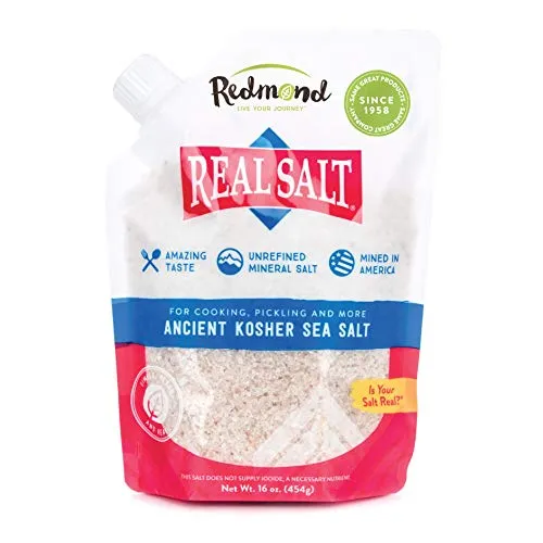 REDMOND Real Salt KOSHER Salz, 454g Nachfüllbeutel - natürliches Speisesalz mit etwas größerer Körnung aus einem alten Ur-Meer in Utah, reich an Mineralien