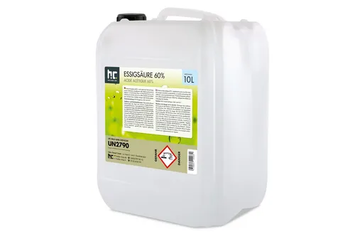 Höfer Chemie Essigsäure 60% - 10 L - Effektives Reinigungsmittel für Haushalt & Industrie, biologisch abbaubar und vielseitig einsetzbar gegen Kalk, Rost und Gerüche.