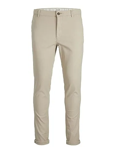 JACK & JONES Slim Fit Chino Hose für Männer - Wanderhosen aus 78% Baumwolle und 20% recycelter Baumwolle, bequem und nachhaltig für aktive Abenteuer.