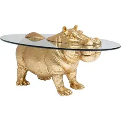 Kare Design Couchtisch Nilpferd mit Glasplatte in Gold - Moderner Beistelltisch im Nilpferd-Design, ideal für stilvolle Wohnräume. Mit glänzender Glasplatte und robustem Polyresin sorgt dieser Tisch für einen Blickfang in Ihrem Zuhause.
