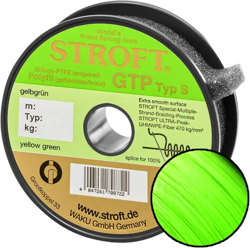 STROFT GTP Typ S Geflochtene Schnur 250m Gelbgrün - Hochwertige geflochtene Angelschnur mit extra glatter Oberfläche für optimale Wurf- und Gleiteigenschaften. Ideal für anspruchsvolle Angler, die höchste Qualität suchen.