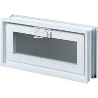 Lüftungsfenster 384 mm x 189 mm für 2 19er Glassteine - Fliegengitter mit integriertem Insektenschutz, langlebig und wartungsfrei durch doppelverglasten Kunststoff, ideal für nachträglichen Einbau in Glassteinwänden.