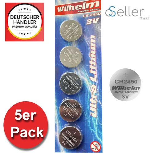 CR2450 Lithium Knopfzelle 3V, 24 x 5,0mm Batterie CR2450L für OOONO 5 x