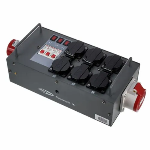 Showgear Powersplit 16 CEE 16 A - Sicherer Leistungsteiler für Elektroinstallationen - Sonstige Elektroinstallationsartikel mit 16 A Leistungsteiler, ideal für sichere Stromverteilung dank integrierter Sicherung und LED-Anzeigen.