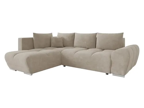 Mirjan24 Ecksofa Fureniz mit Bettkasten, 4 Sitzer L-Form Sofa mit Schlaffunktion, Eckcouch für Wohnzimmer, Couch mit Bettfunktion (Velo 623, Seite: Links)