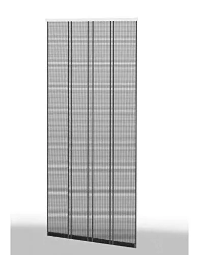 Klemm Lamellenvorhang 100x220cm – Profil braun, Lamelle anthrazit - Fliegengitter mit eingenähten Gewichten, einfache Befestigung ohne Bohren – ideal für Fenster und Türen.