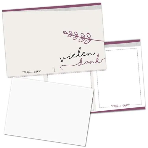 younikat 20 Danksagungskarten mit Umschlägen zur Konfirmation I DIN A6 I Dankeskarten mit Brief-Umschlag im Set I für Mädchen I Vielen Dank I dv474