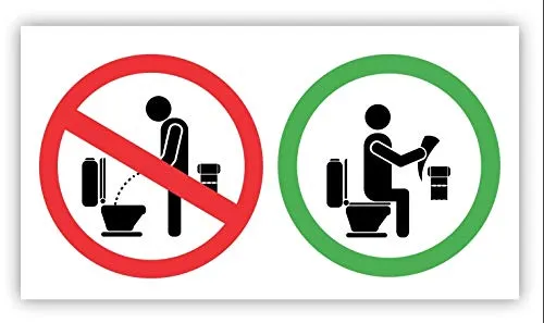 Stück - Folienaufkleber Bitte im Sitzen pinkeln Please sit down, Größe ca. 14,8 x 8,0 cm - (Auf-518) Toiletten Aufkleber WC Bad Klosett Klo im Sitzen benutzen nicht im Stehen 6