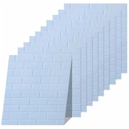 Euro Tische 3D Wandpaneele - Selbstklebende Tapete in Steinoptik, Hellblau - 3D-Wandpaneele aus hochwertigem, wasserfestem Polyethylenschaum, ideal für Küchenrückwände. Einfach anzubringen und pflegeleicht, sorgt für einen schönen, langlebigen Effekt.