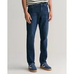 Slim-fit-Jeans GANT "SLIM GANT JEANS", Herren, Gr. 31, Länge 34, blau (dunkelblau worn in), Denim/Jeans, Obermaterial: 97% Baumwolle, 2% Polyester, 1% Elasthan, casual, slim fit, Jeans