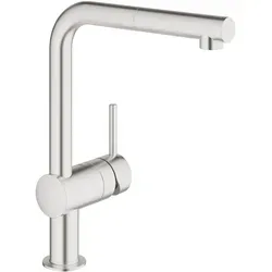 Grohe Minta Küchenarmatur 32168DCO - Armatur mit herausziehbarem Auslauf und 360° Schwenkbereich, ideal für flexibles Arbeiten in der Küche. Hochwertige Supersteel-Oberfläche und Grohe SilkMove Technologie für präzise Bedienung.