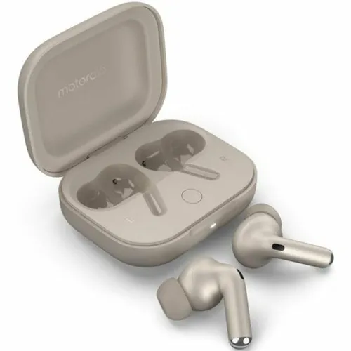 Motorola Moto Buds+ Bluetooth-Kopfhörer Beige - In-Ear mit Sound by Bose, Hi-Res Audio und aktiver Geräuschunterdrückung für ein intensives Hörerlebnis