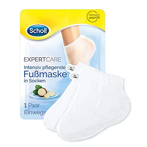 Scholl Expert Care Fußmaske in Socken - Intensivpflege für geschmeidige Füße - Fußpflege mit Honig, Mandel & Urea, spendet langanhaltende Feuchtigkeit in nur 20 Minuten - Ideal für die Entspannung und Gesundheit Ihrer Füße.