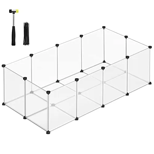 SONGMICS Freigehege für Kleintiere, 143 x 73 cm, weiß - Kleintierlaufstall aus robustem Kunststoff, einfach zu montieren und bietet viel Platz für Meerschweinchen, Hamster und Kaninchen zum Spielen und Erkunden.