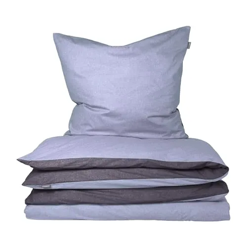 Schiesser Wendebettwäsche Doubleface aus Baumwolle - Bettwäsche-Set aus weichem Renforcé mit edlem Melangeeffekt, 2-teilig, in Blau, ideal für stilvolle Schlafzimmergestaltung, OEKO-TEX® zertifiziert.