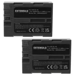 EXTENSILO 2x Akku kompatibel mit Nikon D70s, D80, D90, D900, DSLR D700 Kamera (1600mAh, 7,4V, Li-Ion, Schwarz)