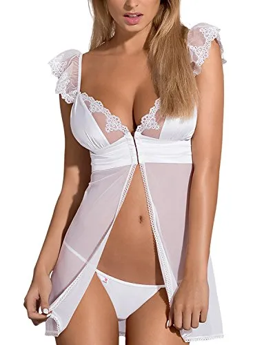 Obsessive Feelia Babydoll Nachthemd Mit String Für Damen,Größe S/M,Weiß