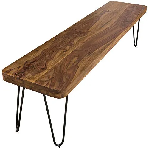 FINEBUY Essbank FB40564 - Massivholz Küchenbank ohne Lehne - Esszimmerbank aus edlem Massivholz (180x45x40 cm) mit einzigartiger Maserung und handgefertigtem Design. Ideal für kreative Raumgestaltungen und als stilvolles Unikat.
