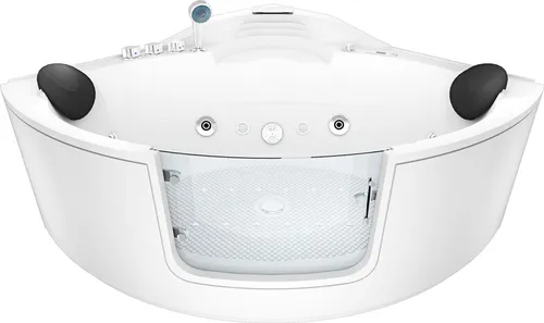 AcquaVapore Whirlpool W60-SC 140x140cm mit Tür - Sanitäranlagen & Zubehör - Hochwertiger Eckwhirlpool mit aktiver Schlauch-Reinigung und leistungsstarken Pumpen für hygienischen Badespaß.