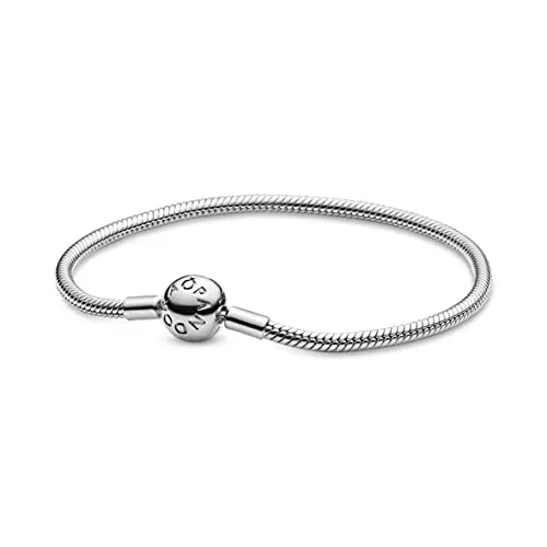 PANDORA Damen-Armband mit Kugelverschluss - 925 Silber, 19 cm, individuell gestaltbar mit Lieblingscharms und Clips