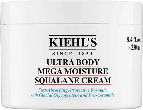Kiehl's Ultra Body Mega Moisture Squalane Cream 250 ml - Ganzkörperpflege mit 72 Stunden Hydration, ideal für trockene und empfindliche Haut. Die ultraleichte Squalan Creme zieht in nur 3 Sekunden ein und schützt selbst nach dem Duschen vor extremen Umweltbedingungen.