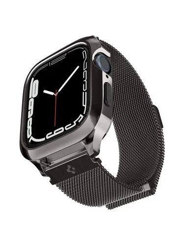 Spigen Metal Fit Pro Hülle mit Armband - Kompatibel mit Apple Watch Serie 9 8 7 45mm, aus hochwertigem Edelstahl mit verstellbarem Magnetverschluss für optimalen Tragekomfort