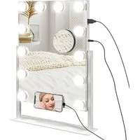 Hollywood Spiegel mit Beleuchtung - Drehbar Schminkspiegel mit 12 LED Licht - Kategorie: Spiegel, ideal für perfektes Make-up dank 12 dimmbarer LED-Lichter und drehbarer Funktion für optimale Anpassung.