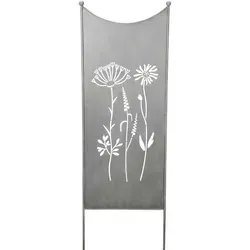 finehomegarden Stele Metall grau Sichtschutz Wildblume - Gartensichtschutz mit dekorativer Stele "Wildblume", ideal für Garten, Balkon oder Terrasse; bietet Sichtschutz und verschönert Ihr Außenbereich.