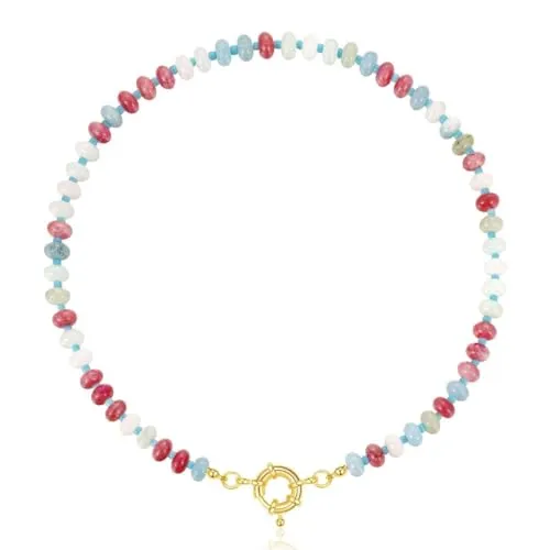 Fcnjsao Bunte Perlen-Halskette, handgefertigt, verstellbare Halskette, modischer Halsschmuck, Charm-Halskette, Geschenk für Damen, Stein