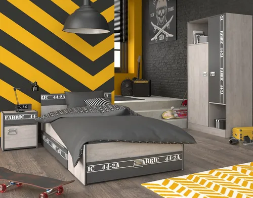 Parisot Jugendzimmer-Set Fabric, 4-teilig - Komplettzimmer in Eschefarben mit cleveren Bettschubkästen und pflegeleichter Oberfläche. Ideal für moderne Jugendzimmer und optimaler Stauraum!