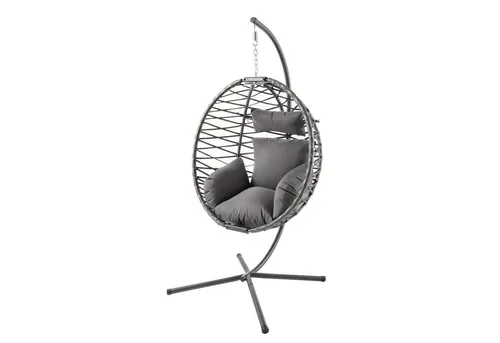 riess-ambiente Hängesessel IBIZA anthrazit (Einzelartikel, 1-St), Outdoor · Stahl · Gartenmöbel · zusammenklappbar · Polyrattan · Balkon