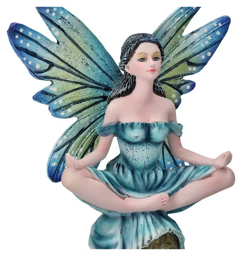 Figuren Shop GmbH Fantasy-Figur Elfen Figur meditiert auf Stein - Fantasy Dekoration Dekofigur Yoga