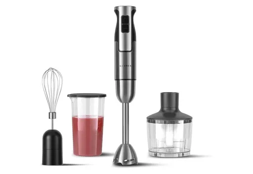 KLAMER Stabmixer Set 800 Watt – 4 in 1 Edelstahl Pürierstab - Stabmixer für vielfältige Anwendungen mit 800 W Leistung, stufenloser Geschwindigkeitsregelung und ergonomischem Design – ideal für kreative Küchenchefs!